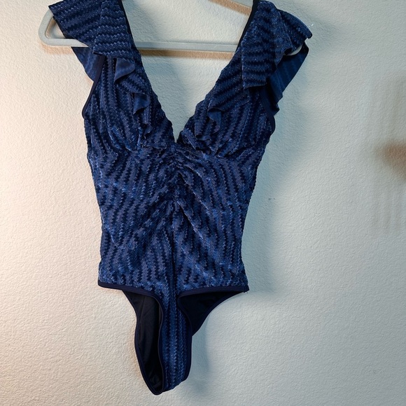Cupshe Blue One Piece Bodysuit with Ruffled Straps - Picture 7 of 9